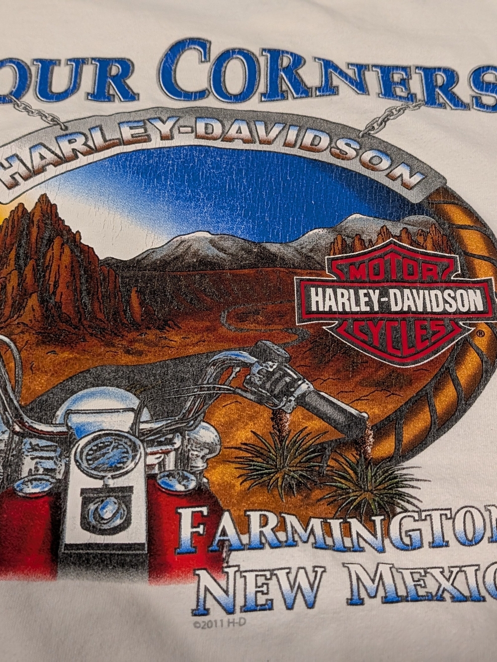 Harley-Davidson Four Corners Farmington NM Pocket Tee Shirt 2XL White - Picture 3 of 9